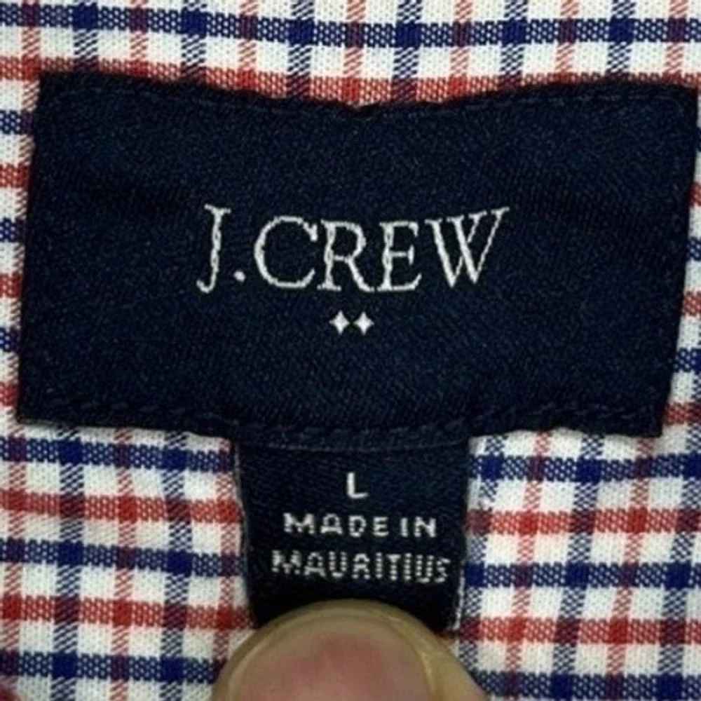 J Crew Shirt Mens Large Button Down Long Sleeve Red Blue Plaid Gingham‎